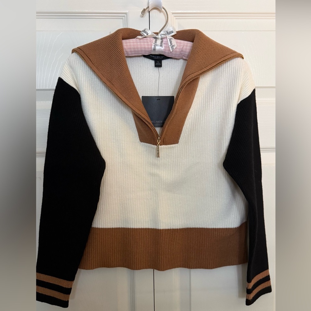NWT Marc New York Andrew Marc Colorblock Quarter Zip Sweater-Size S